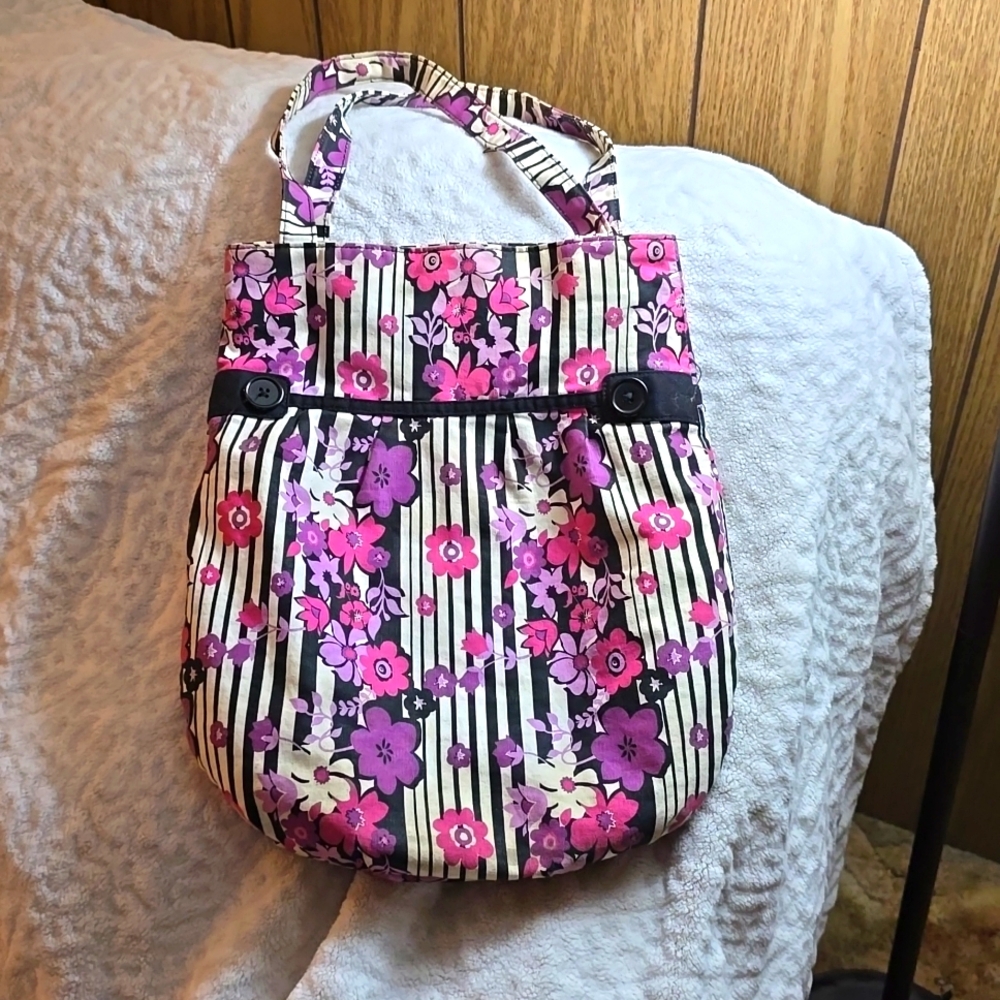 Striped, floral tote.